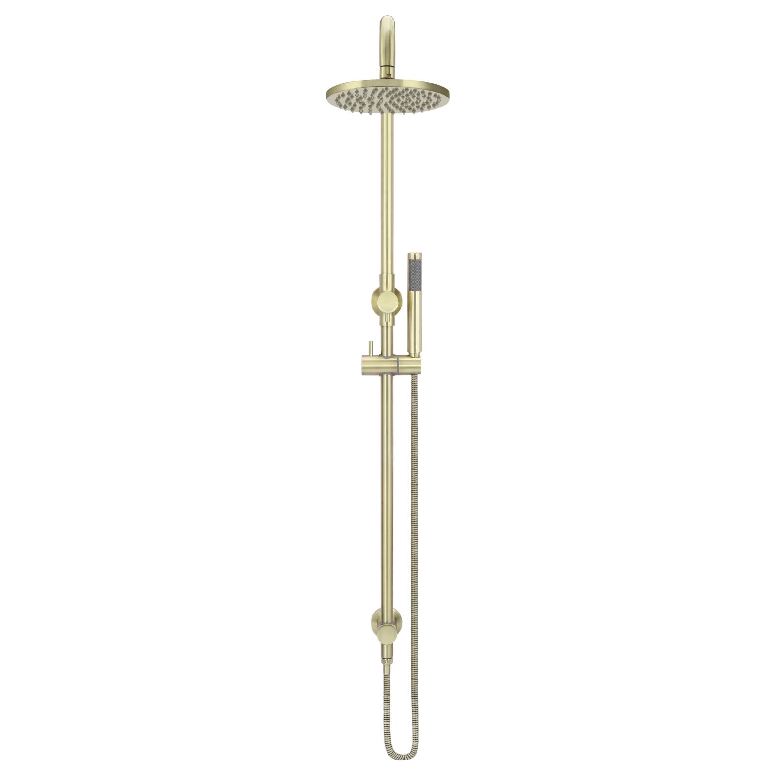Round Combo Shower Rail, 200mm Rose w Hand Shower, PVD Tiger Bronze