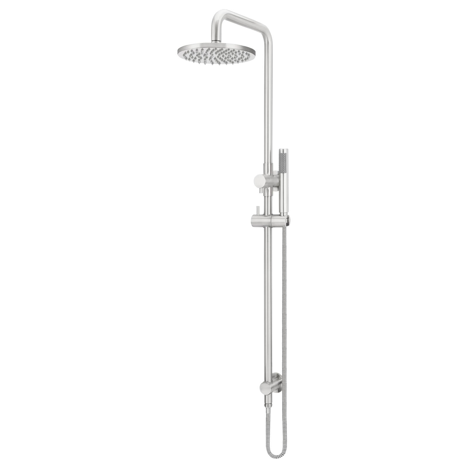Round Combo Shower Rail, 200mm Rose w Hand Shower, PVD Brushed Nickel