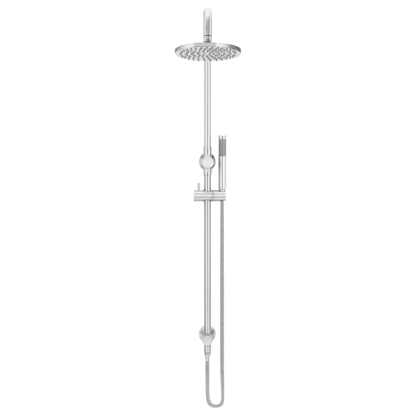 Round Combo Shower Rail, 200mm Rose w Hand Shower, PVD Brushed Nickel