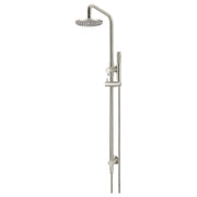 Round Combo Shower Rail, 200mm Rose w Hand Shower, PVD Brushed Nickel