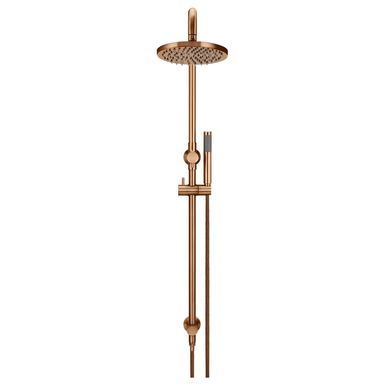 Round Combo Shower Rail, 200mm Rose w Hand Shower, Lustre Bronze