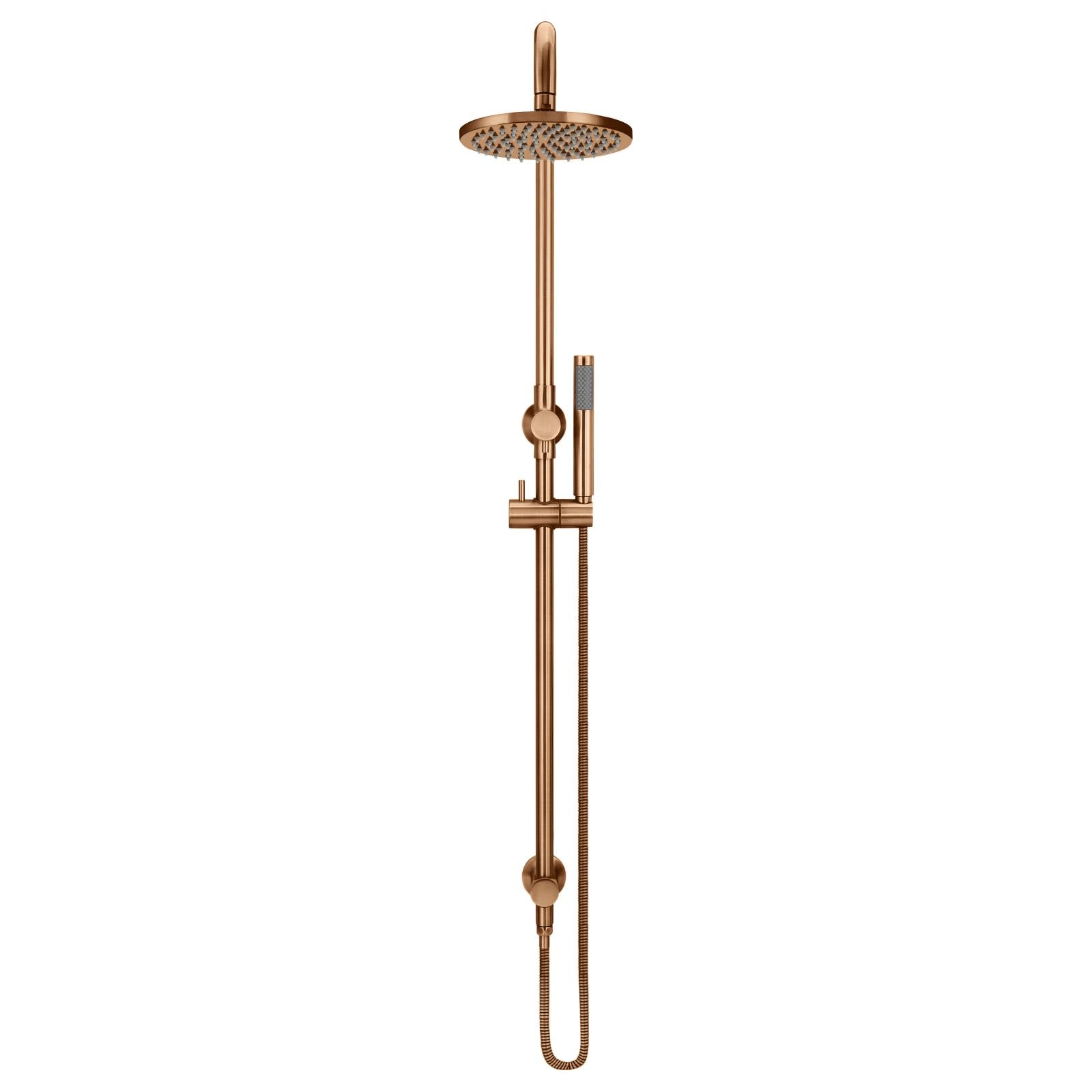 Round Combo Shower Rail, 200mm Rose w Hand Shower, Lustre Bronze