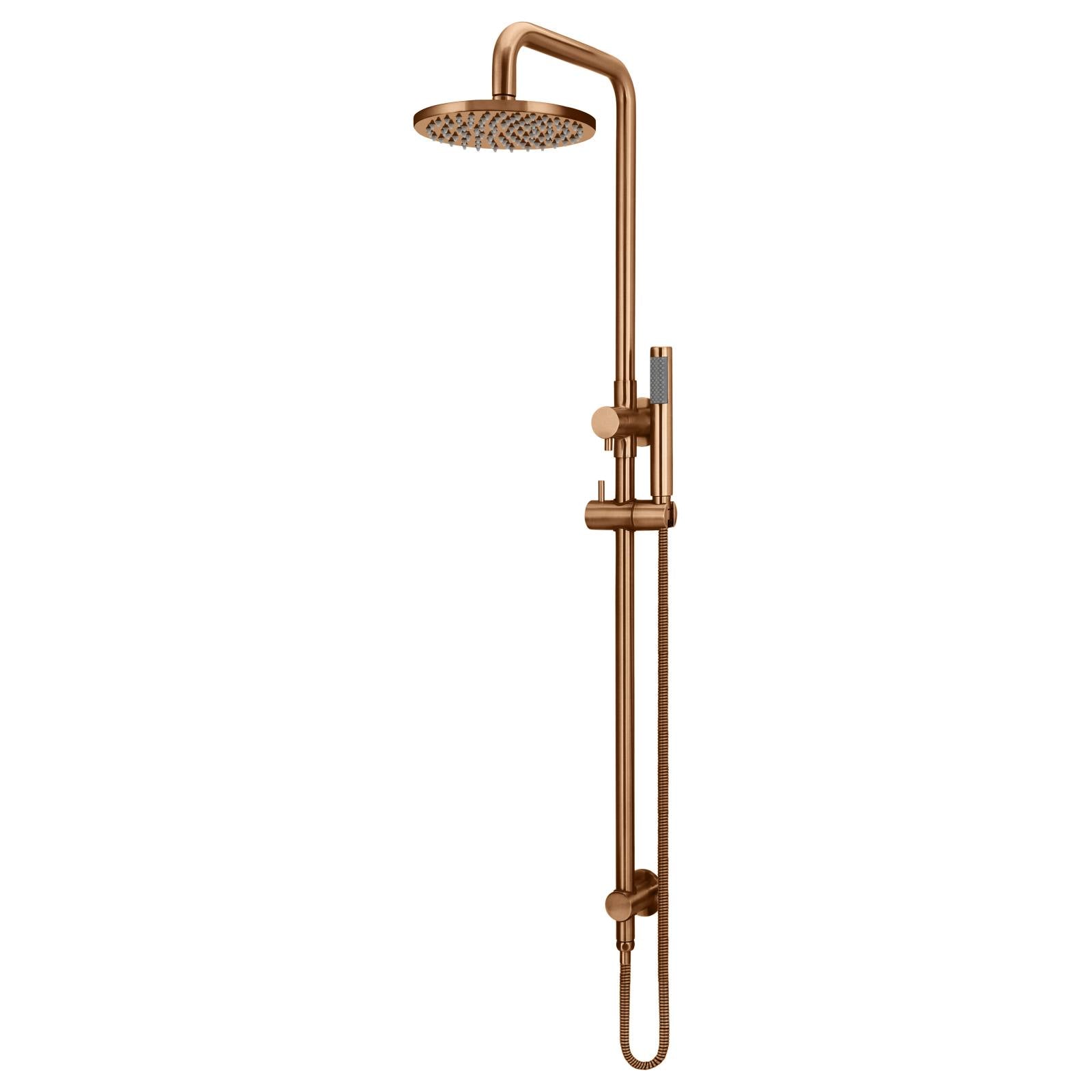 Round Combo Shower Rail, 200mm Rose w Hand Shower, Lustre Bronze