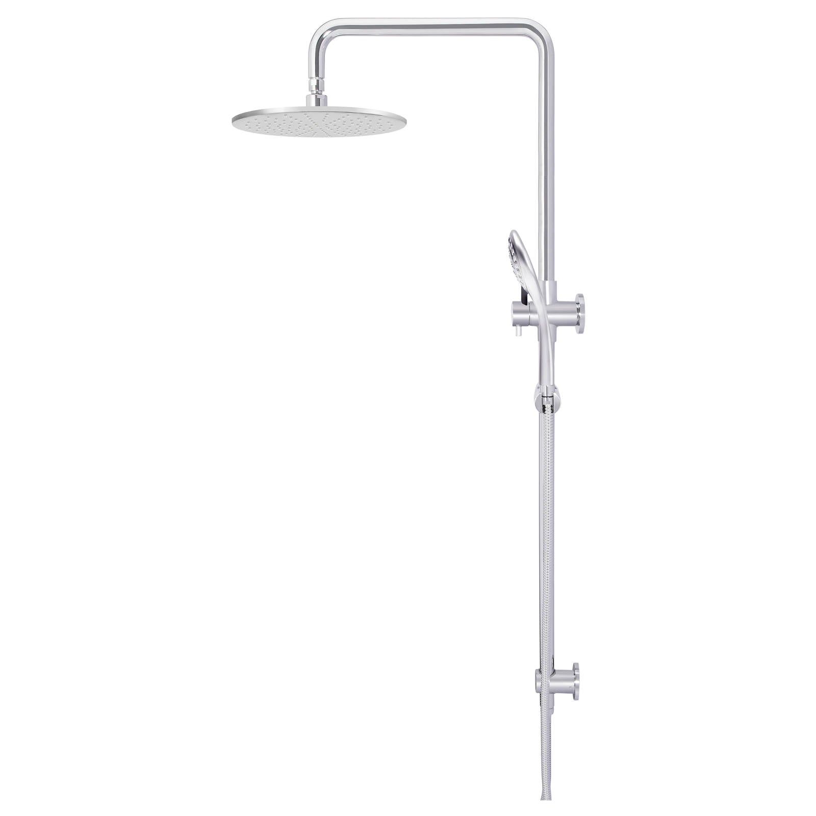 Round Combo Shower Rail, 300mm Rose, 3 Function Hand Shower, Polished Chrome
