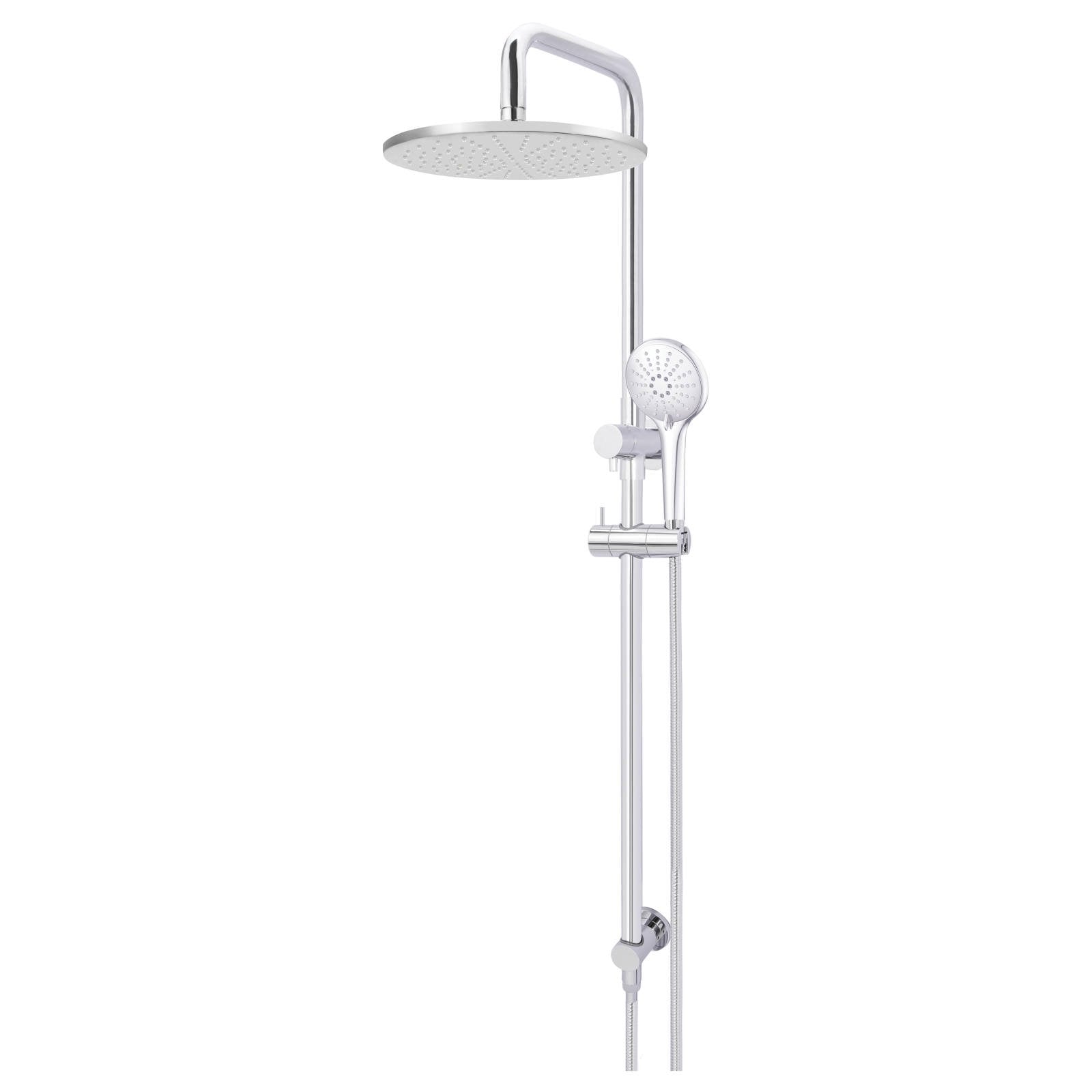 Round Combo Shower Rail, 300mm Rose, 3 Function Hand Shower, Polished Chrome