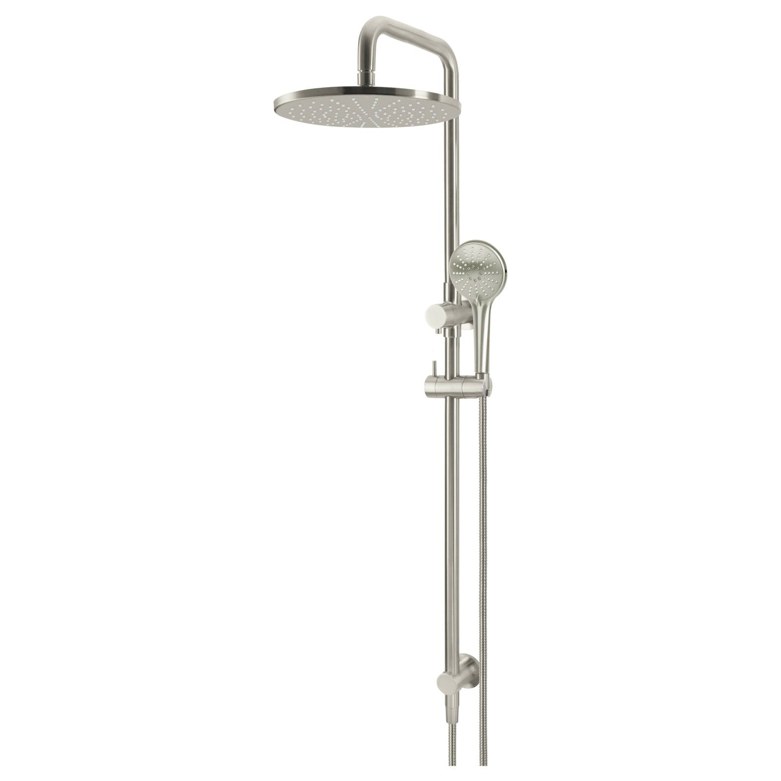 Round Combo Shower Rail, 300mm Rose, 3 Function Hand Shower, PVD Brushed Nickel
