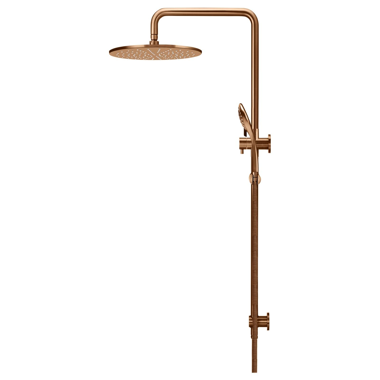 Round Combo Shower Rail, 300mm Rose, 3 Function Hand Shower, Lustre Bronze