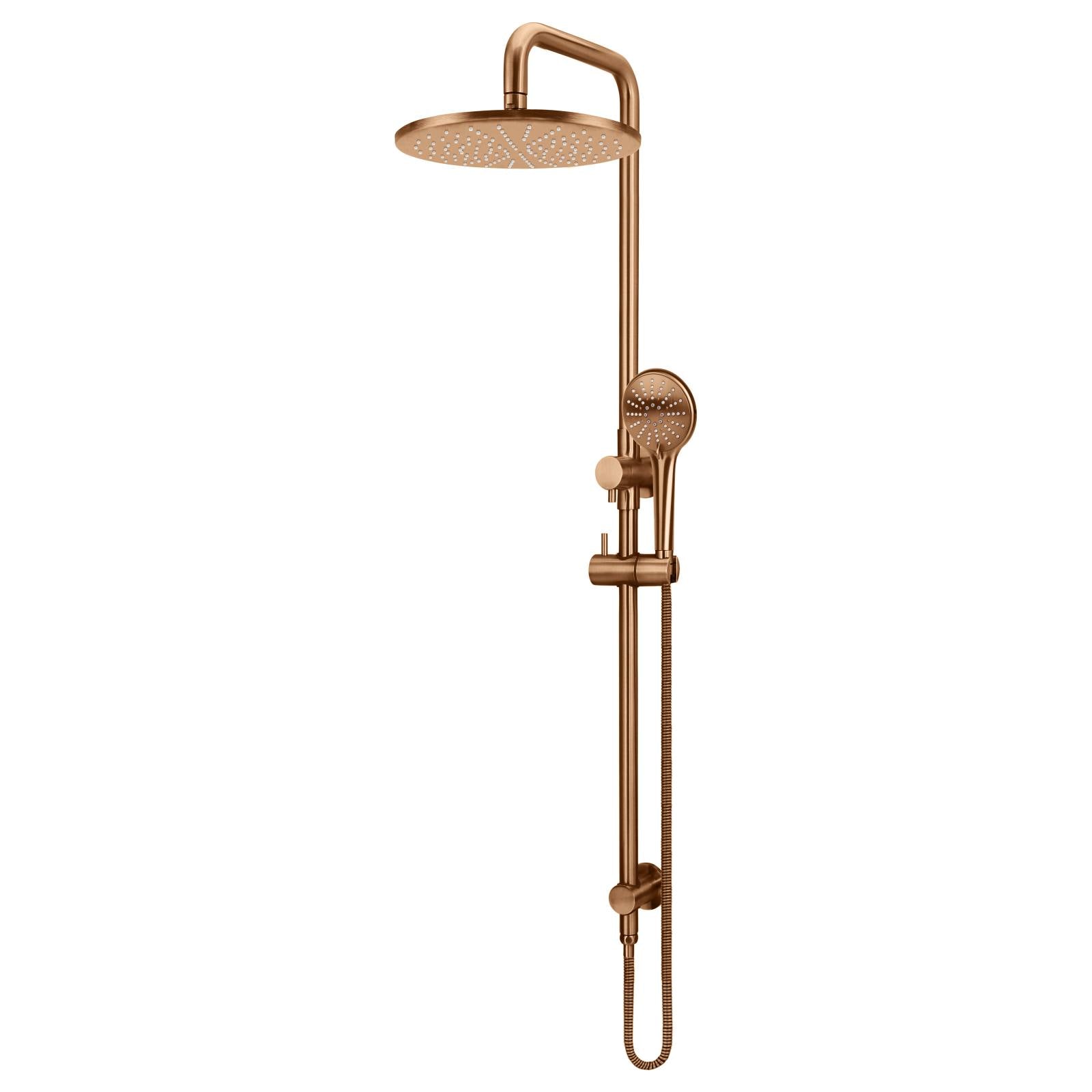 Round Combo Shower Rail, 300mm Rose, 3 Function Hand Shower, Lustre Bronze