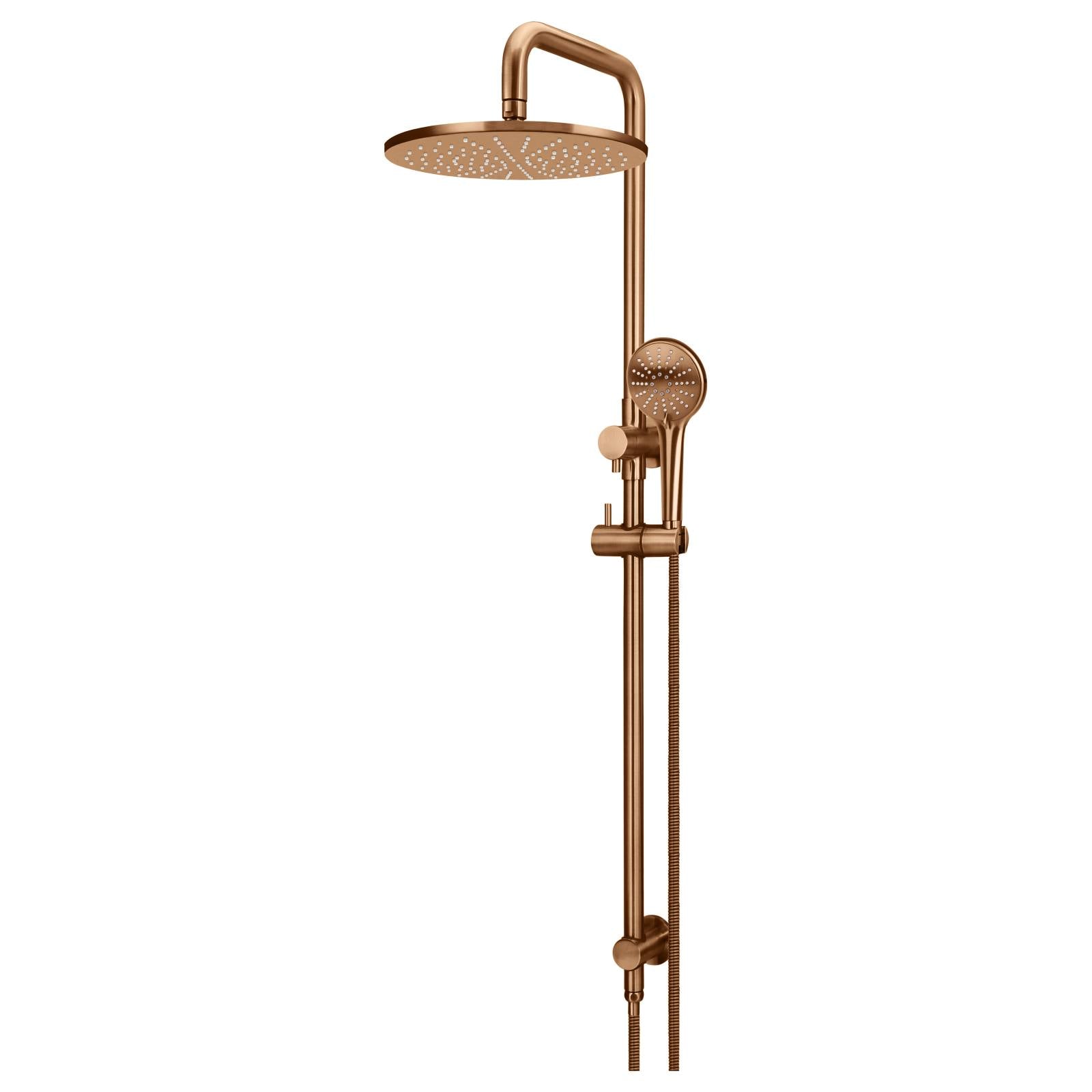 Round Combo Shower Rail, 300mm Rose, 3 Function Hand Shower, Lustre Bronze