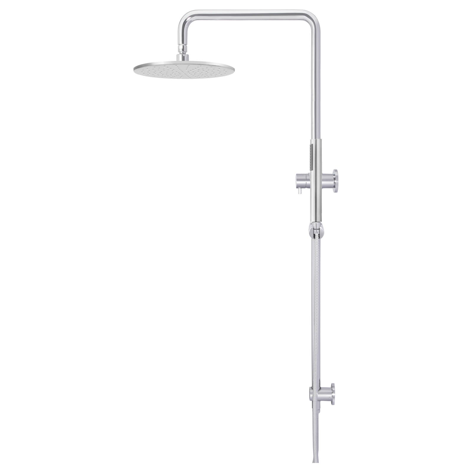 Round Combo Shower Rail, 300mm Rose w Hand Shower, Polished Chrome