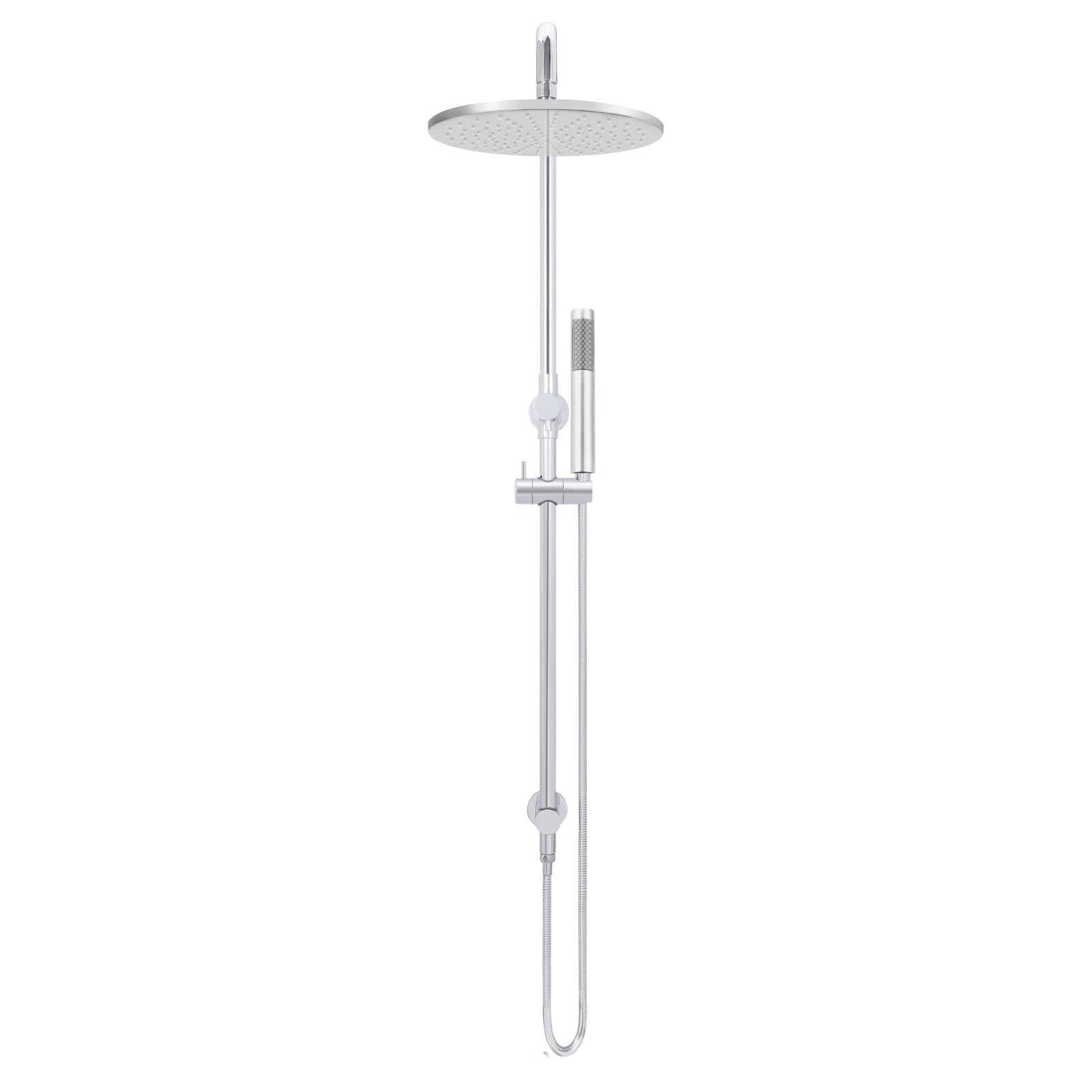 Round Combo Shower Rail, 300mm Rose w Hand Shower, Polished Chrome