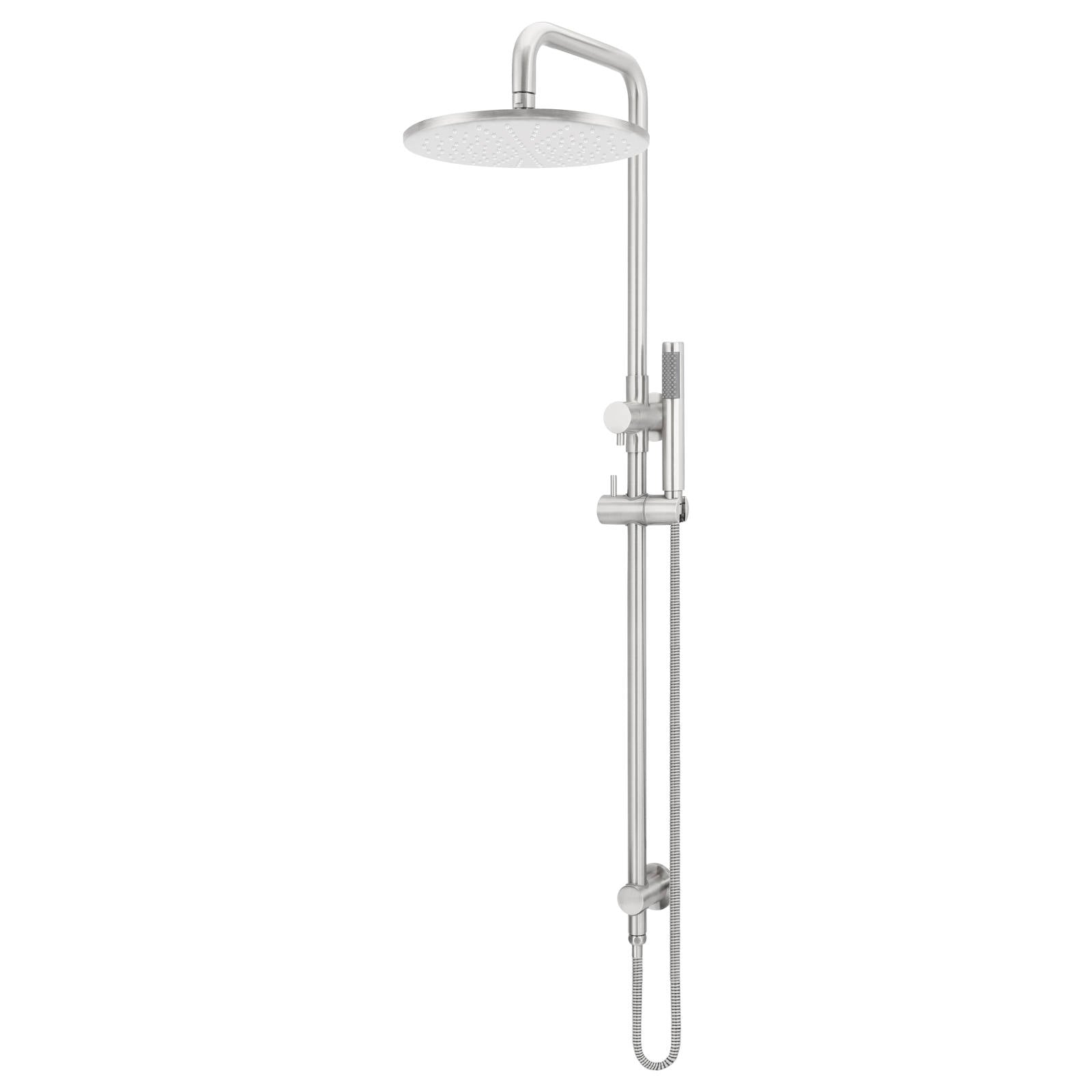 Round Combo Shower Rail, 300mm Rose w Hand Shower, PVD Brushed Nickel