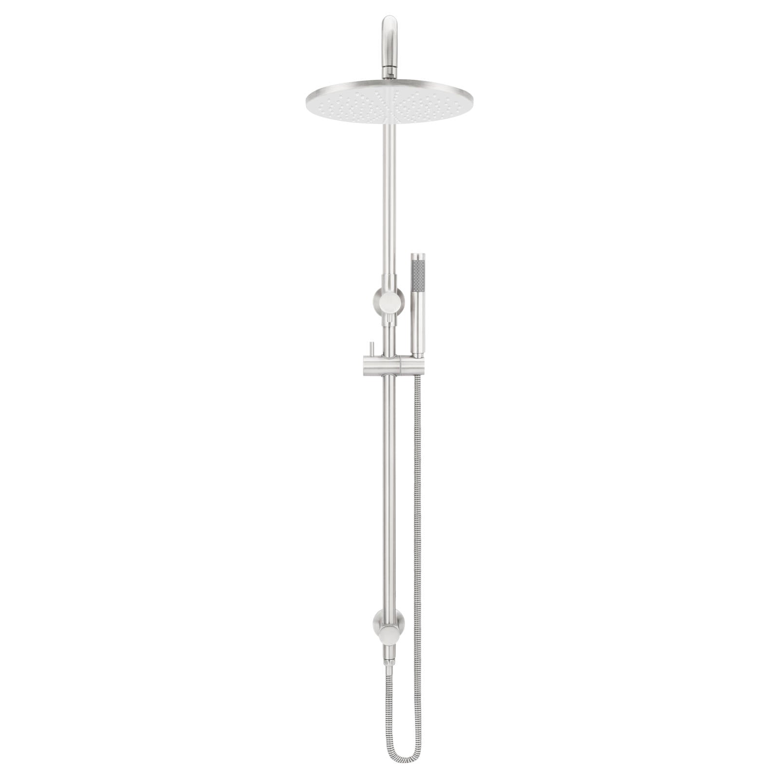 Round Combo Shower Rail, 300mm Rose w Hand Shower, PVD Brushed Nickel