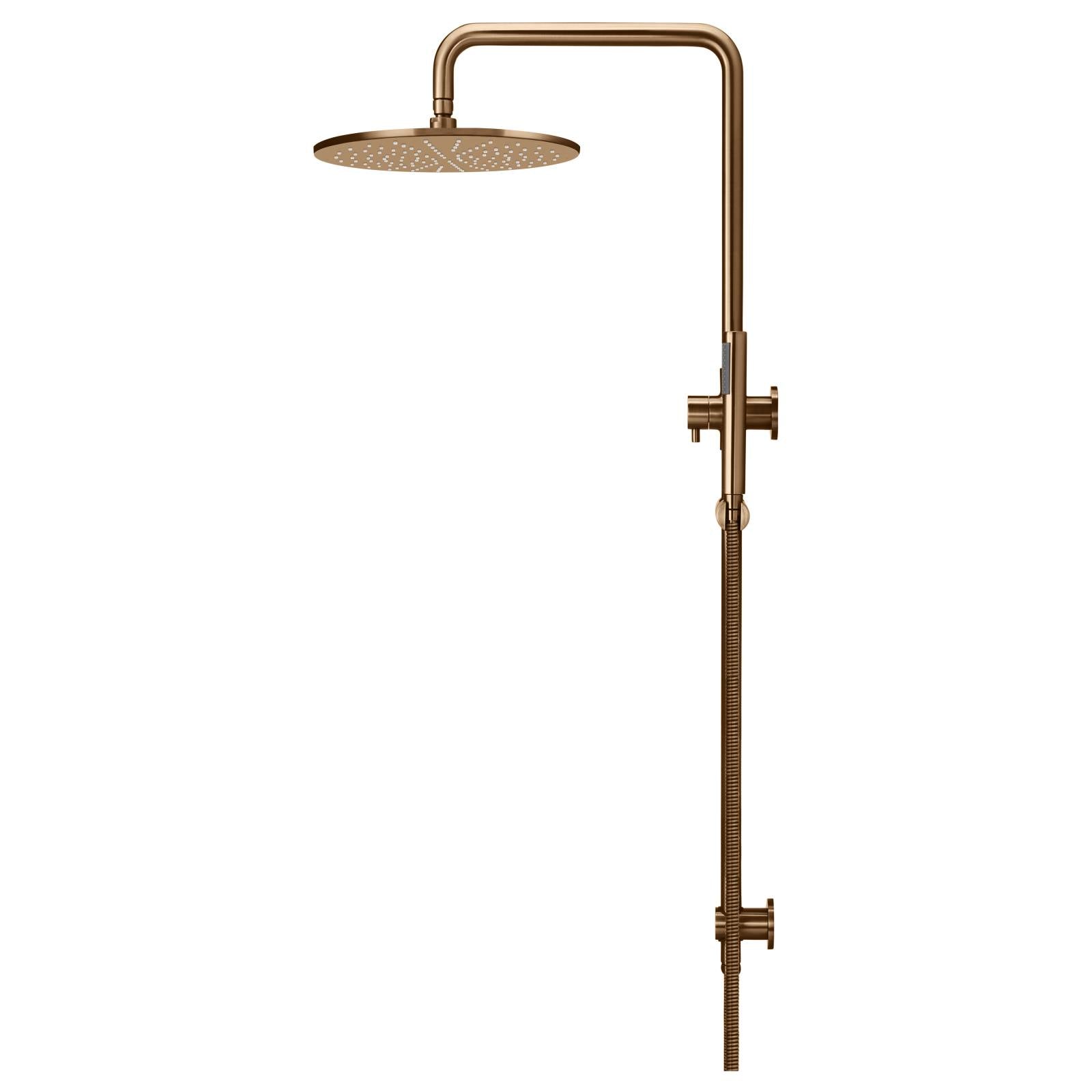 Round Combo Shower Rail, 300mm Rose w Hand Shower, Lustre Bronze