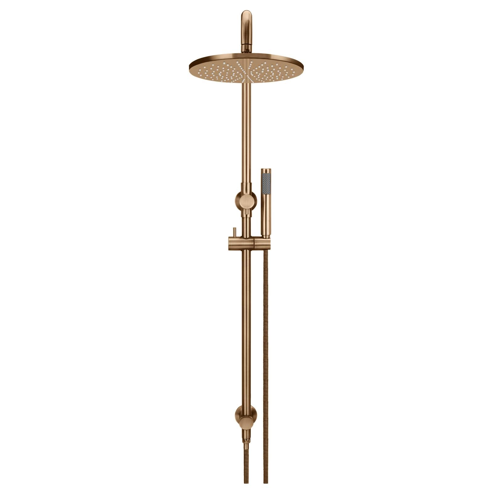Round Combo Shower Rail, 300mm Rose w Hand Shower, Lustre Bronze