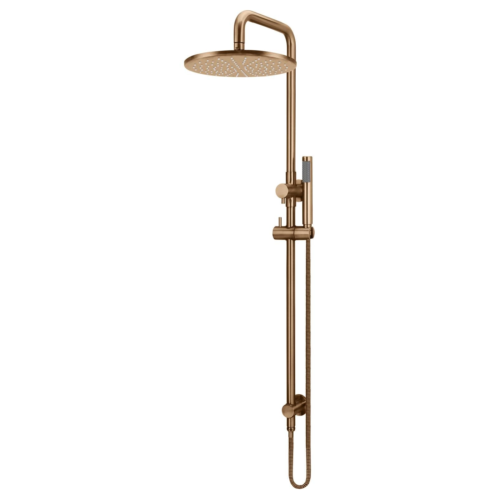 Round Combo Shower Rail, 300mm Rose w Hand Shower, Lustre Bronze