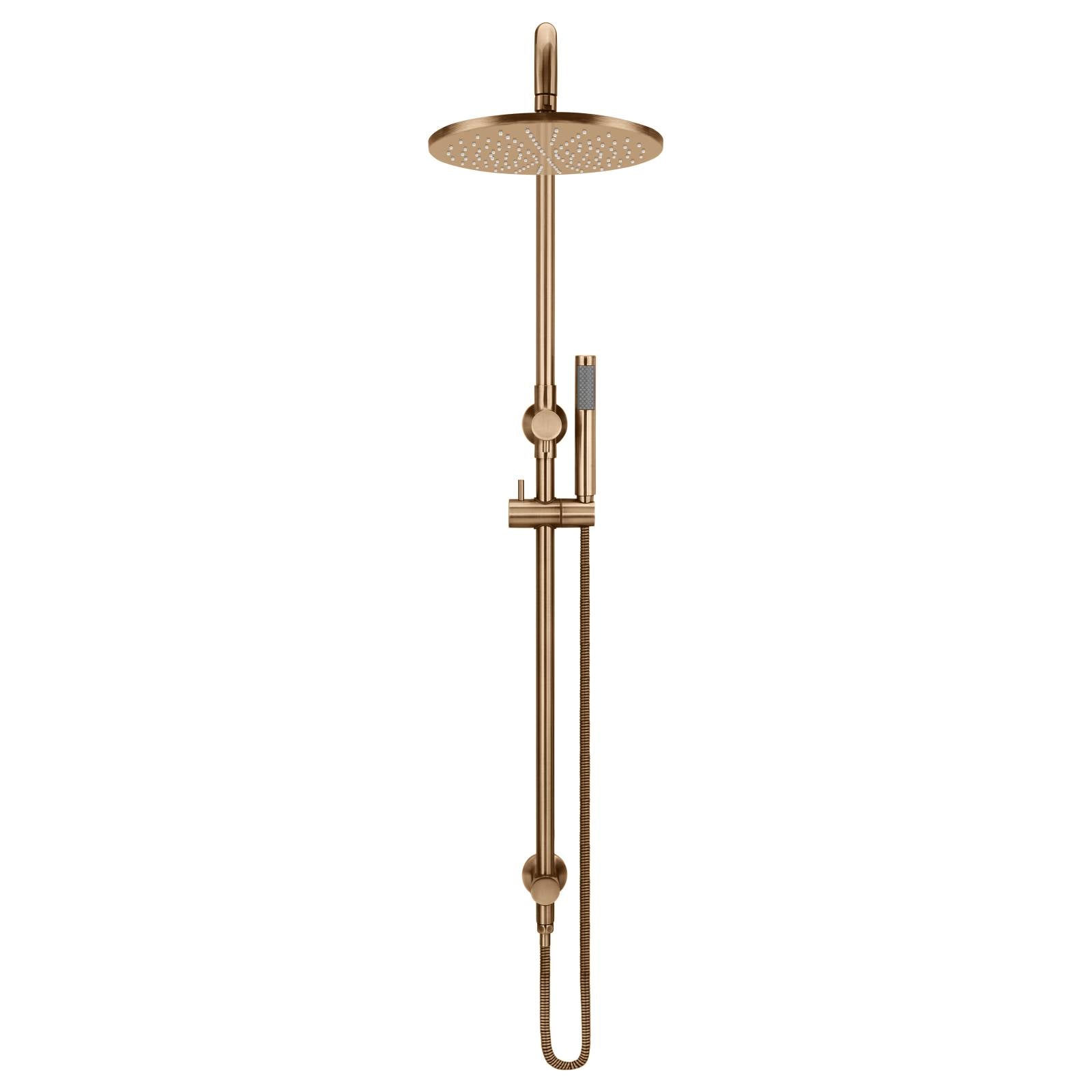 Round Combo Shower Rail, 300mm Rose w Hand Shower, Lustre Bronze