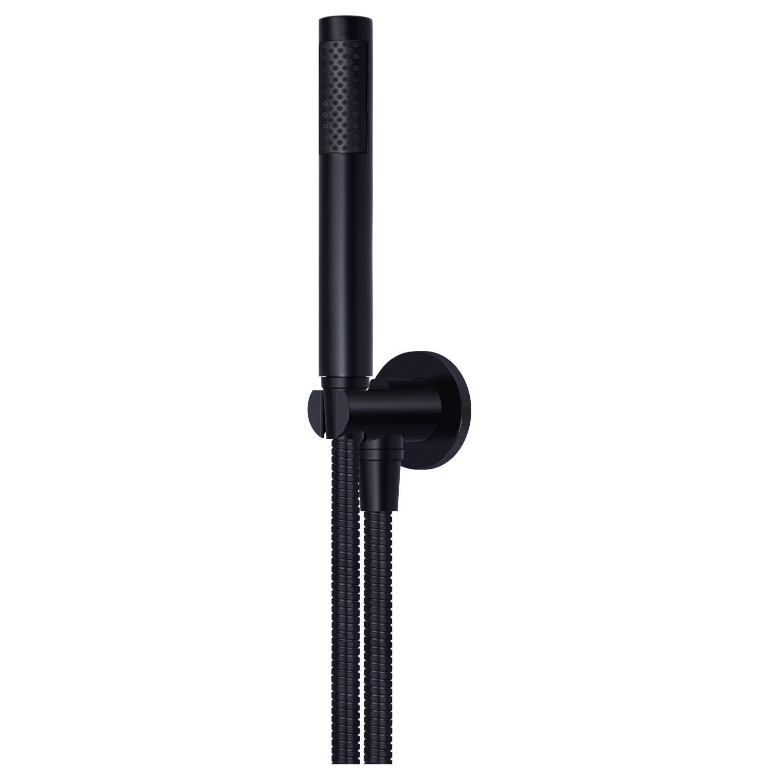 Round Hand Shower on Fixed Bracket, Matte Black