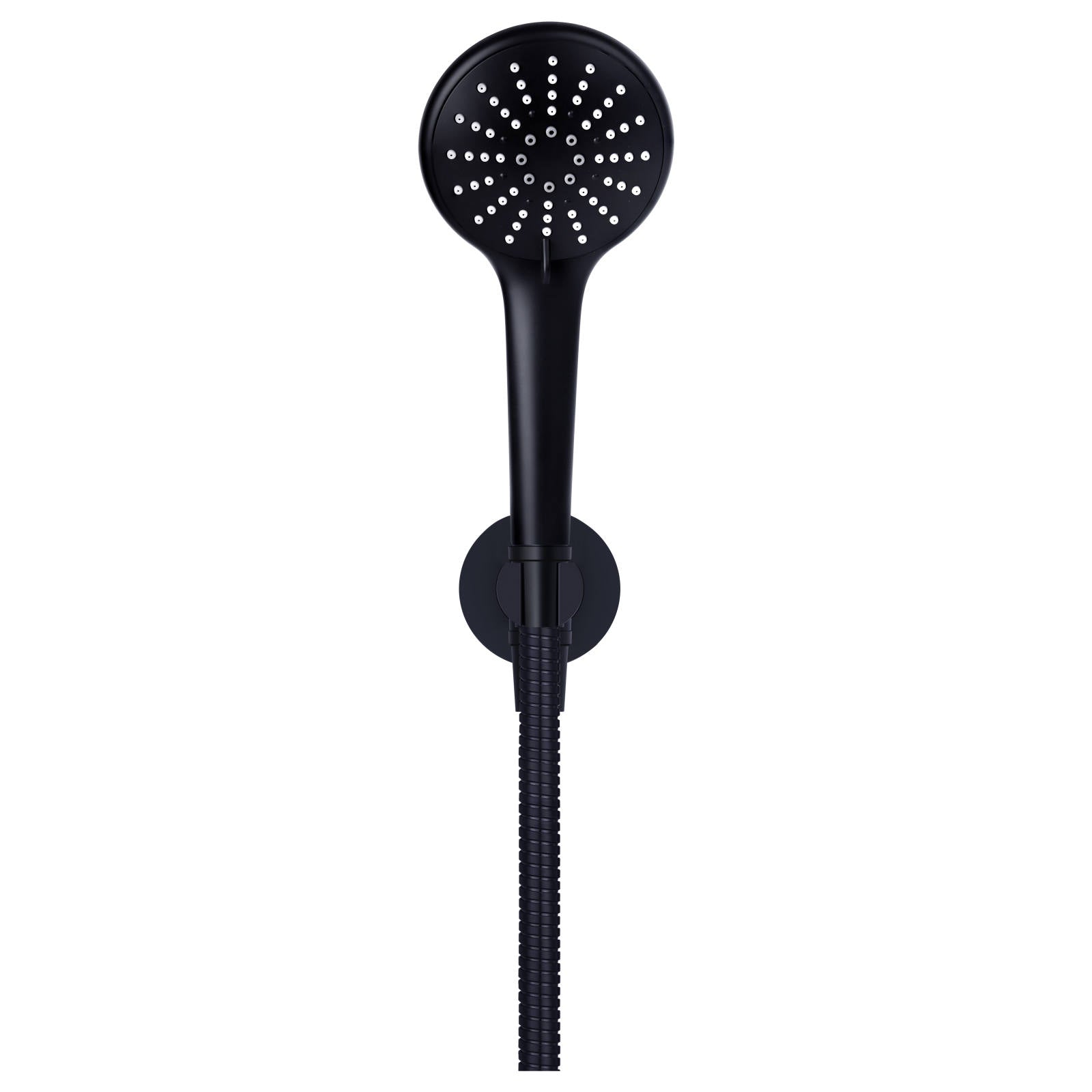 Round 3 Function Hand Shower on Fixed Bracket, Matte Black