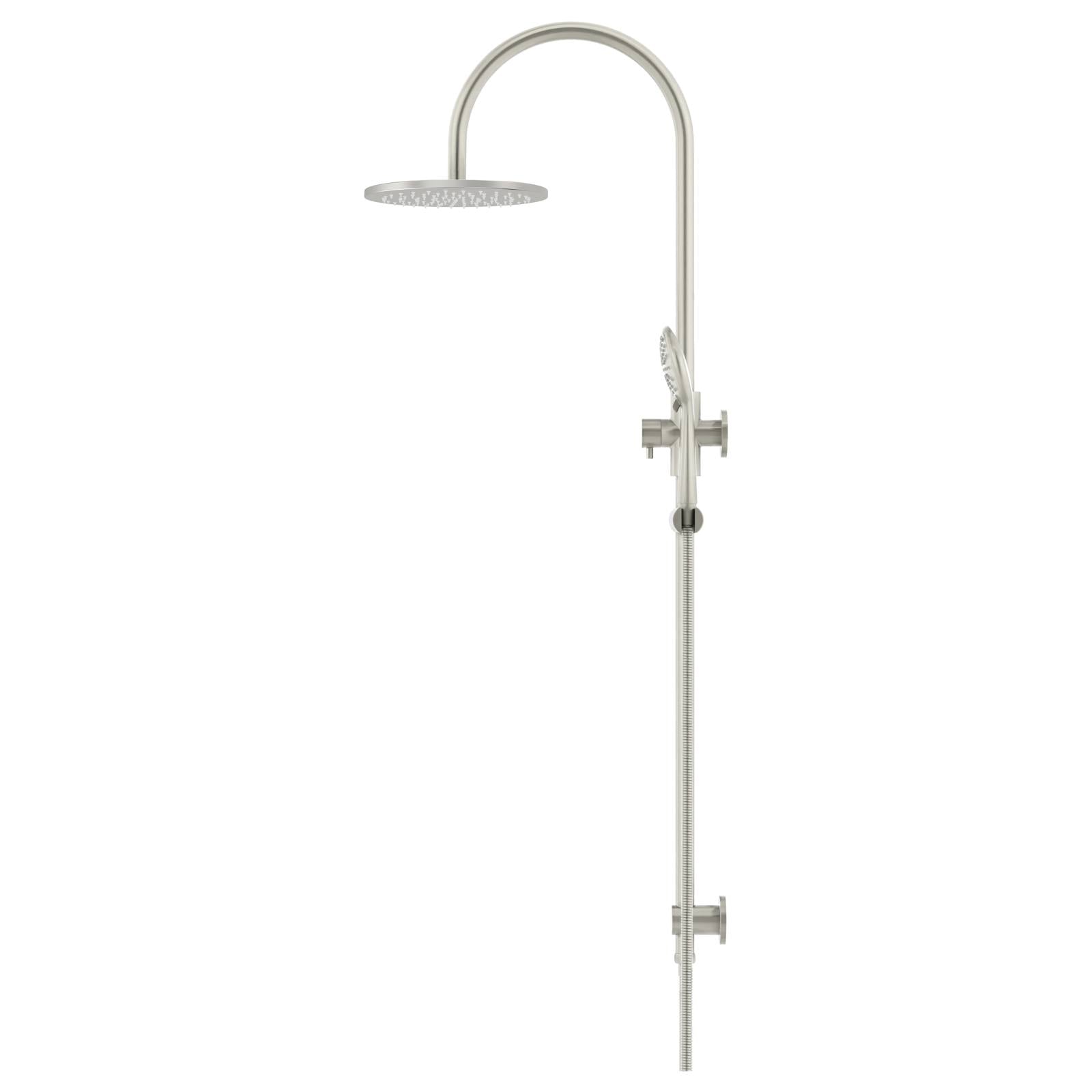 200mm Round Overhead Shower Rail, 3 Function Hand Shower, Lustre Bronze