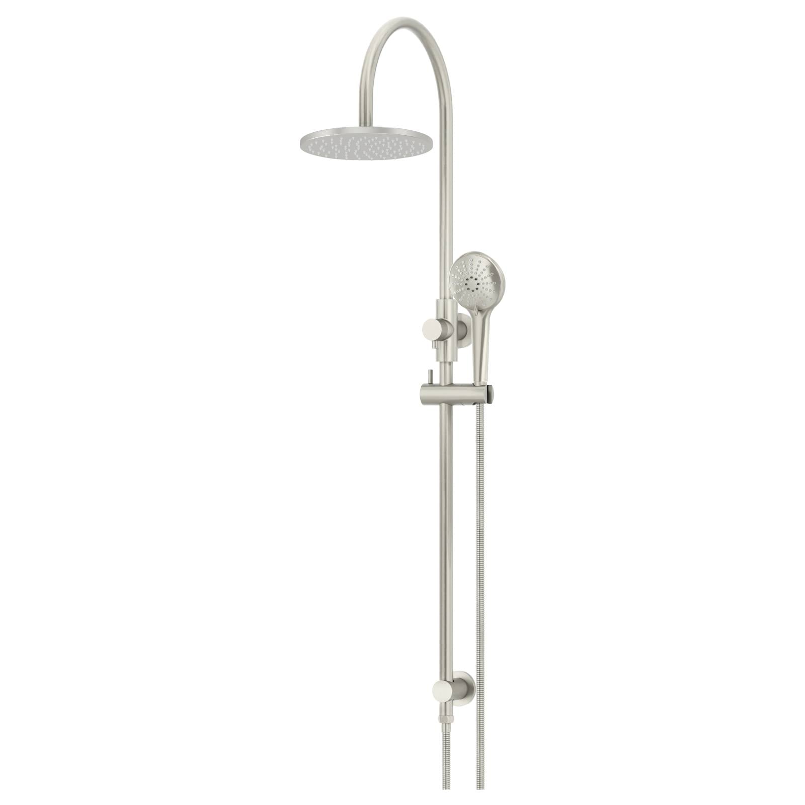 200mm Round Overhead Shower Rail, 3 Function Hand Shower, Lustre Bronze