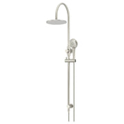 200mm Round Overhead Shower Rail, 3 Function Hand Shower, Lustre Bronze
