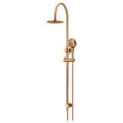 200mm Round Overhead Shower Rail, 3 Function Hand Shower, Lustre Bronze