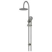 200mm Round Overhead Shower Rail, Three Function Hand Shower, Shadow
