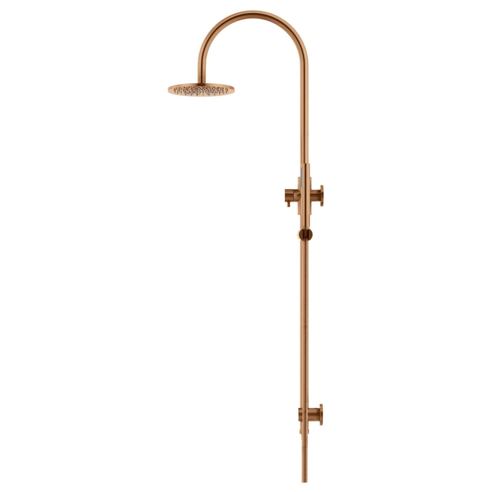 200mm Round Overhead Shower Set w Hand Shower, Lustre Bronze