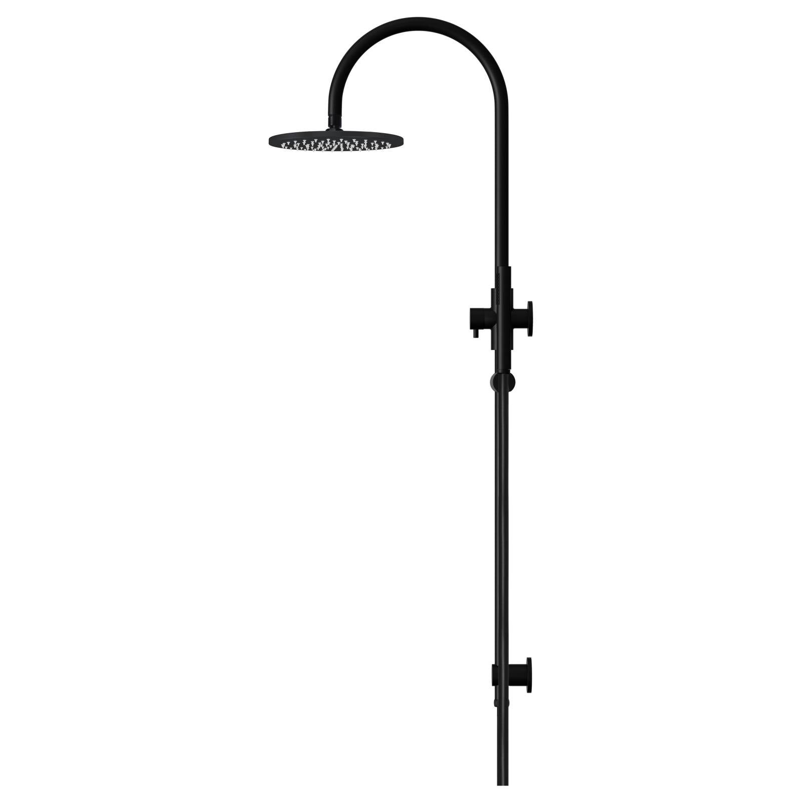 200mm Round Overhead Shower Set, Single Function Hand Shower, Matte Black