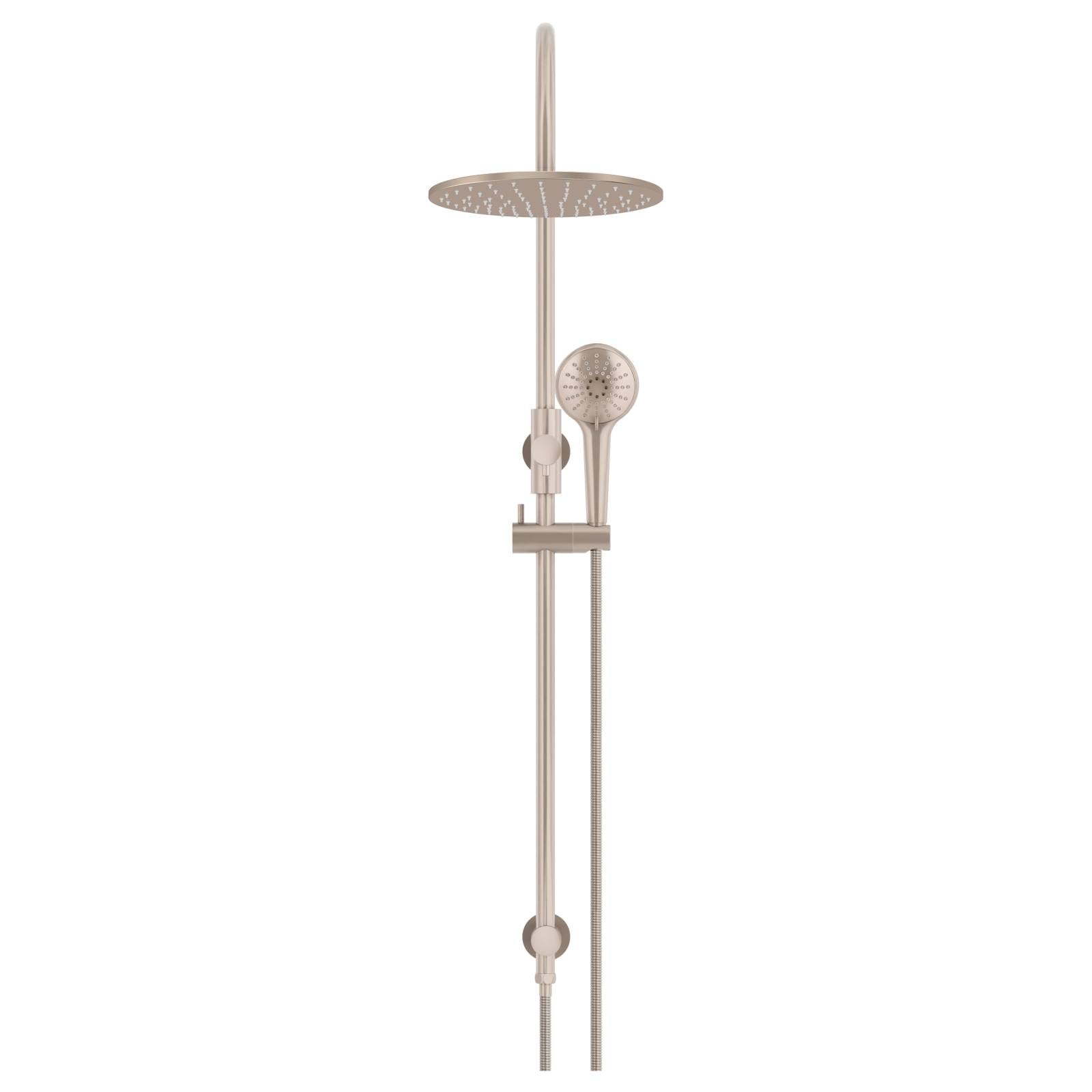 300mm Round Overhead Shower Rail, Three Function Hand Shower, Champagne