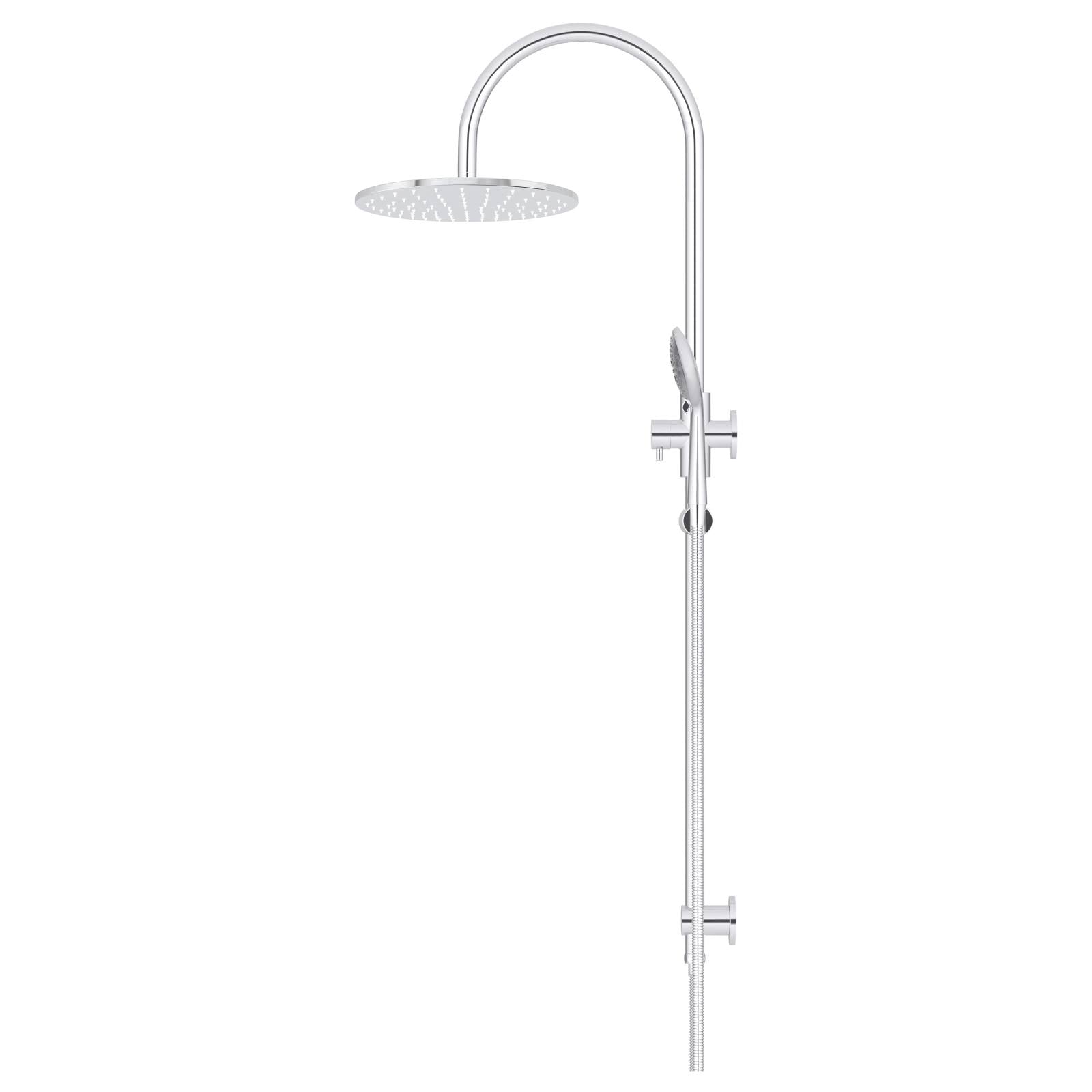 300mm Round Overhead Shower Rail, Three Function Hand Shower, Polished Chrome