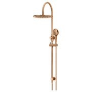 300mm Round Overhead Shower Rail, 3 Function Hand Shower, Lustre Bronze