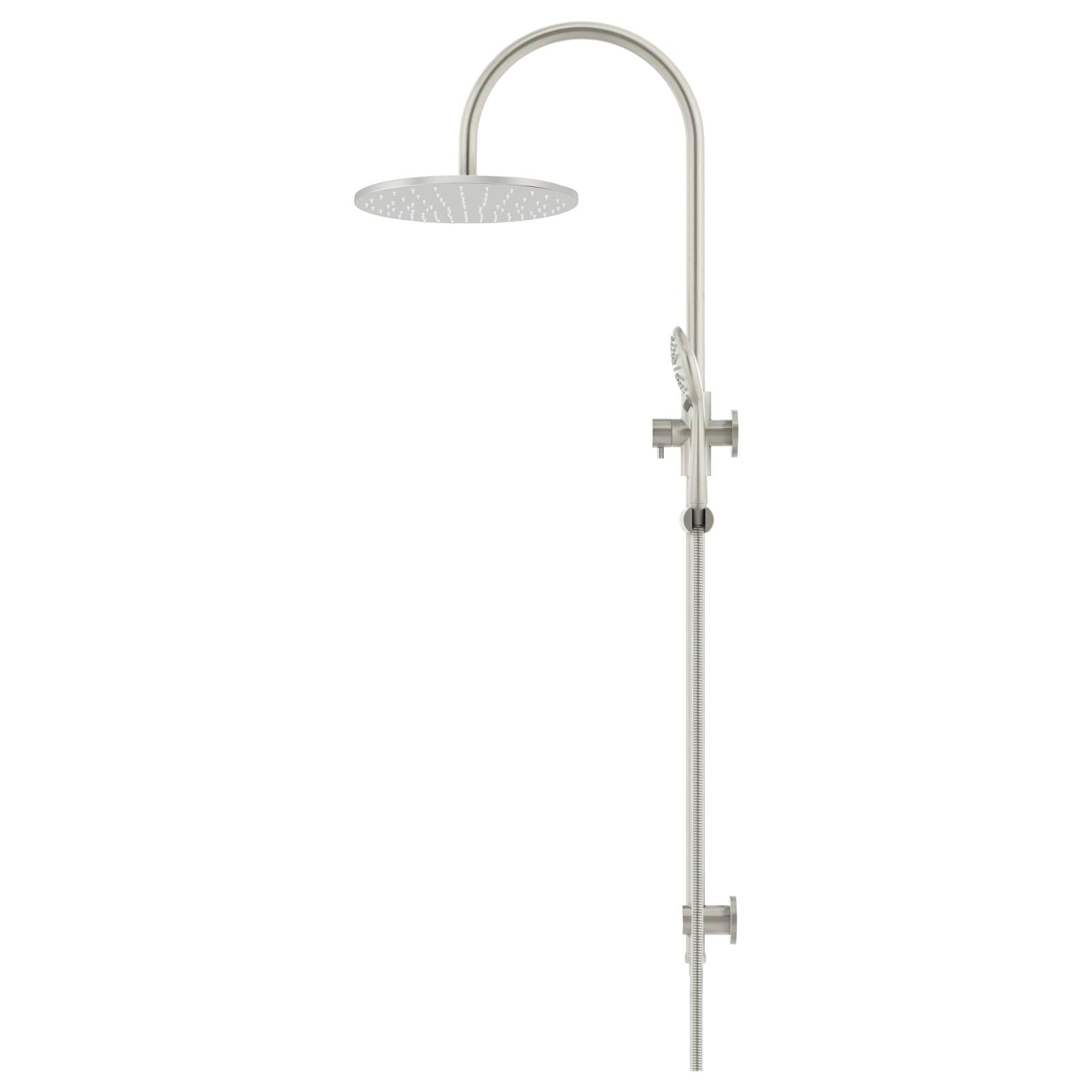 300mm Round Overhead Shower Rail, Three Function Hand Shower, Shadow