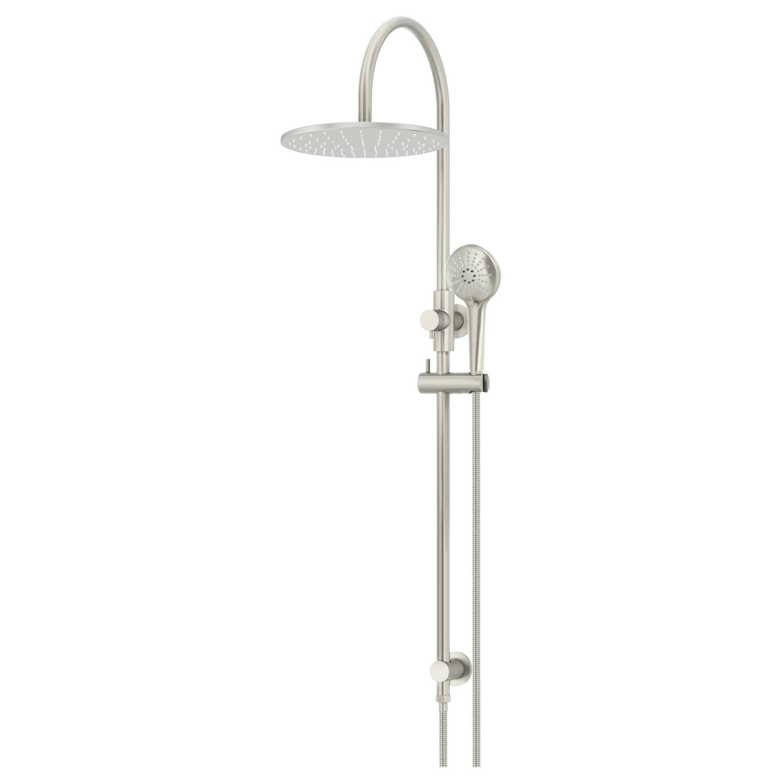 300mm Round Overhead Shower Rail, Three Function Hand Shower, Shadow