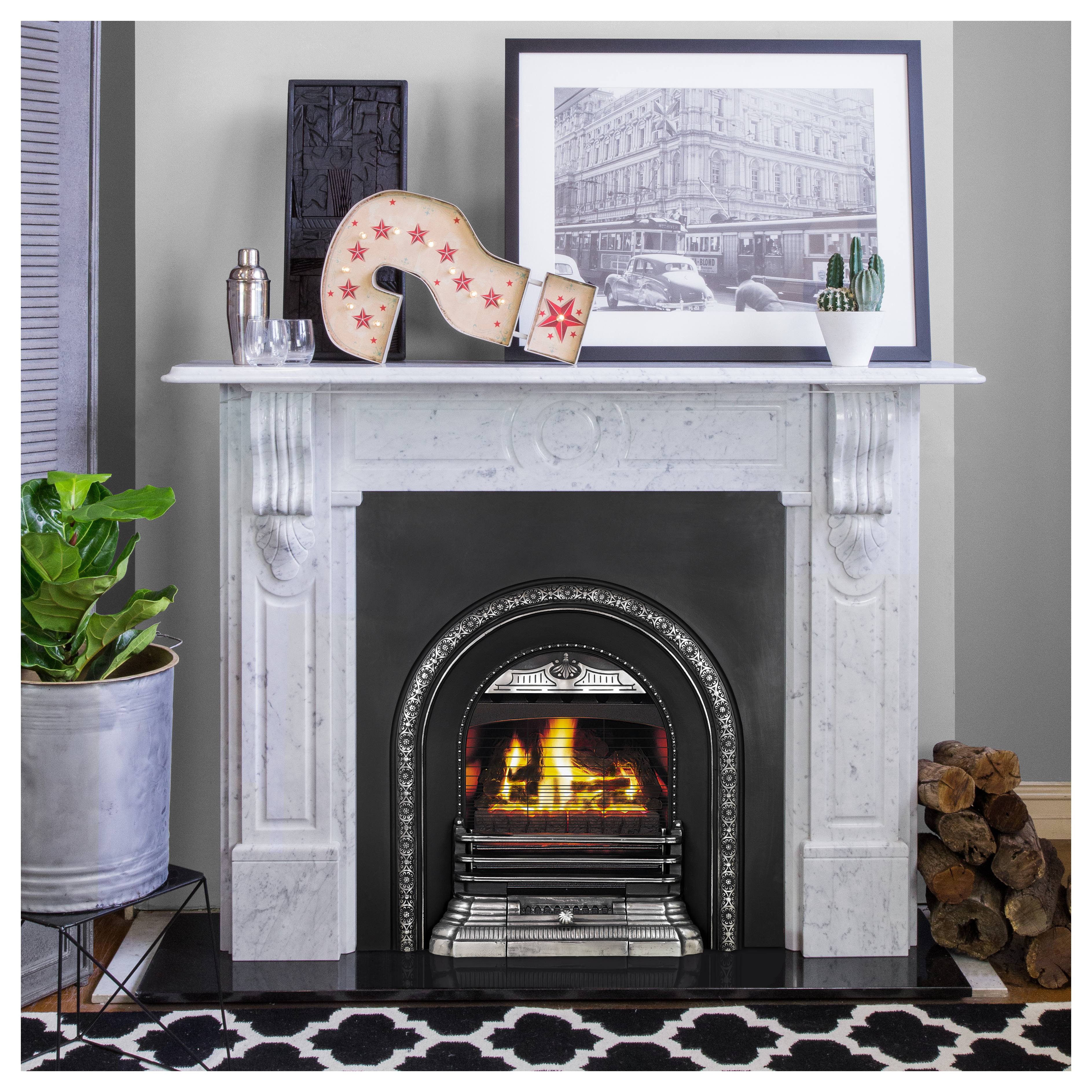 Wonderfire 18 Inch Electronic Natural Gas Burner with Fan Forced Box & Coal Media