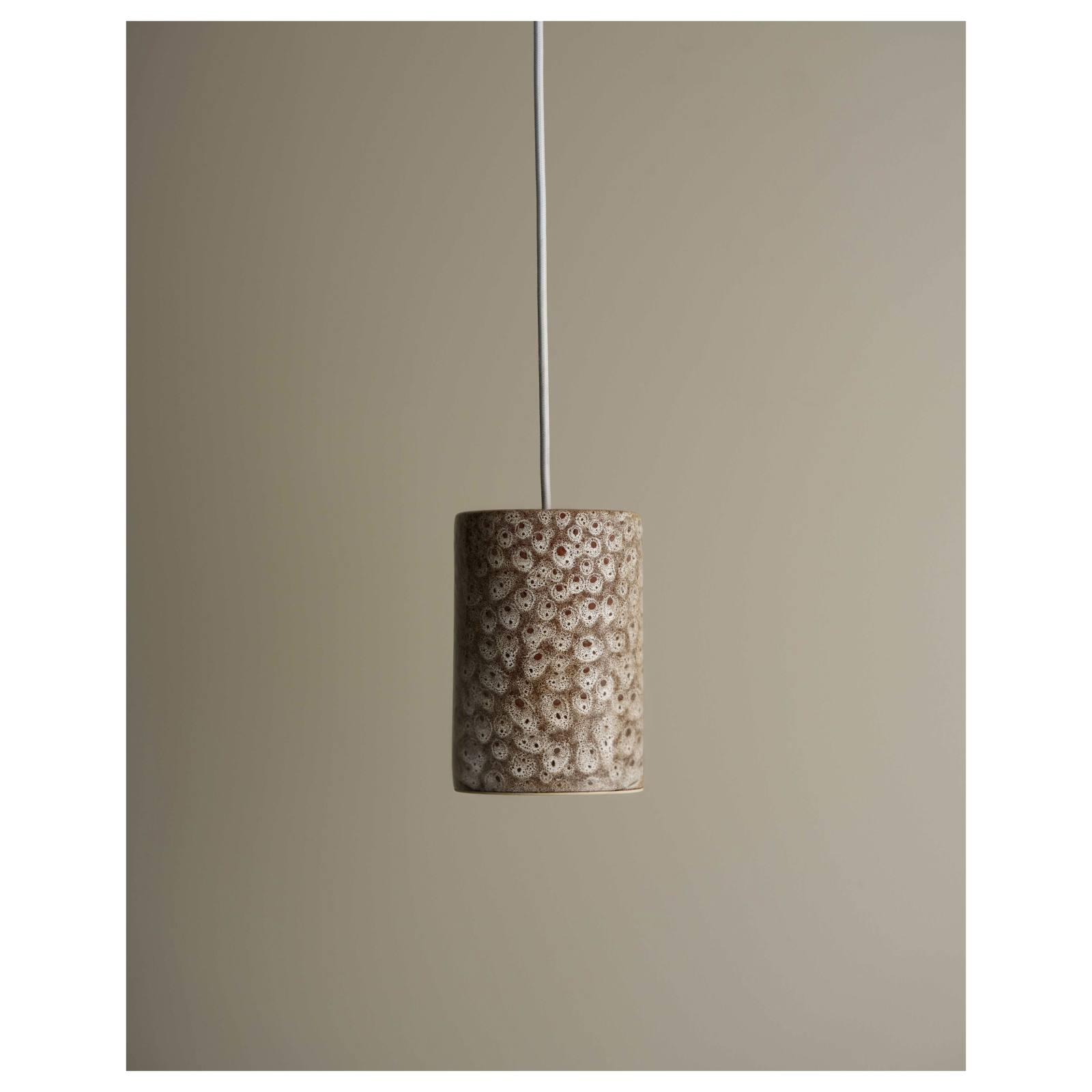 Small Cast Cylinder Pendant, White Ochre