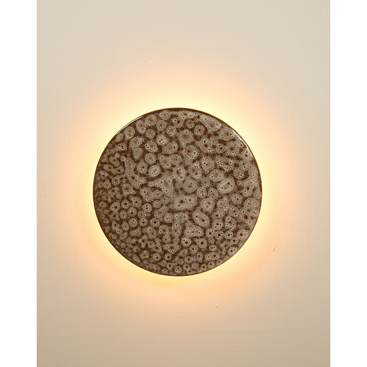 Large Backlit Disc Wall Light, White Ochre