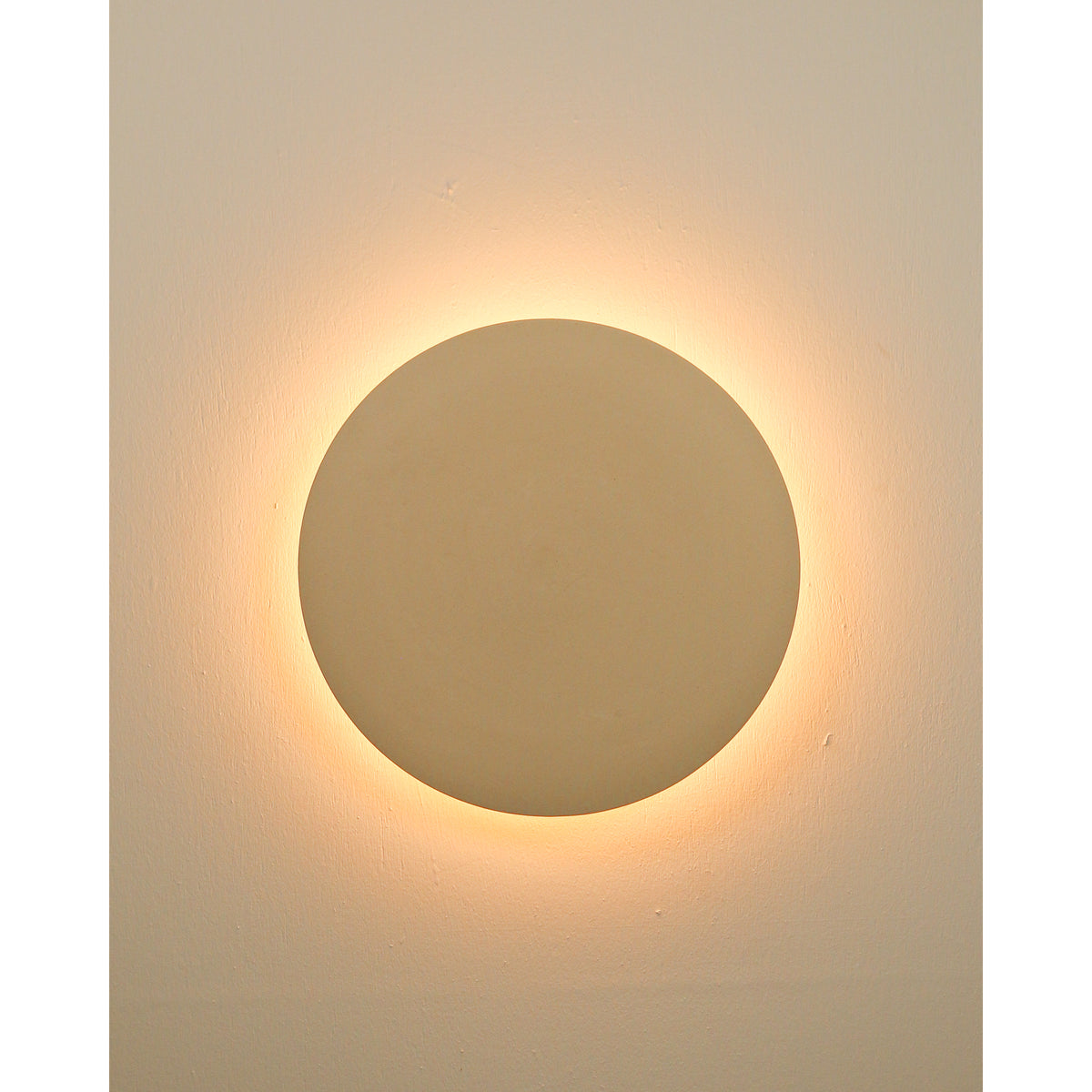 Large Backlit Disc Wall Light, Bone