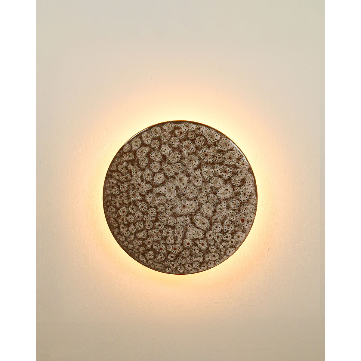 Small Backlit Disc Wall Light, White Ochre