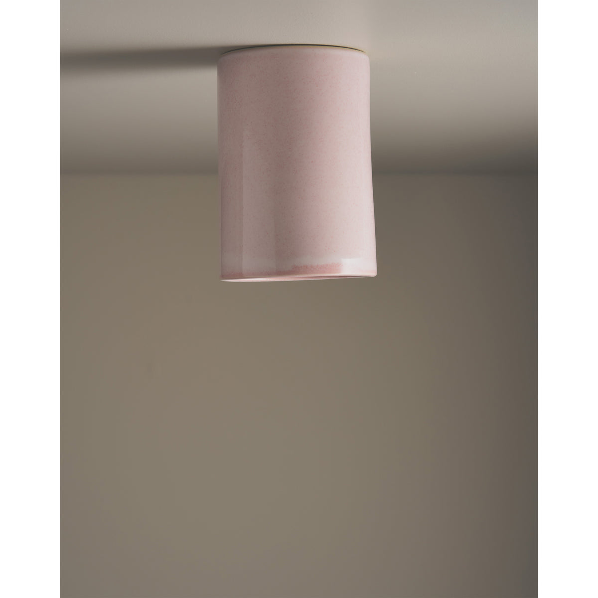 Tall Cylinder Ceiling Light, Rose Quartz