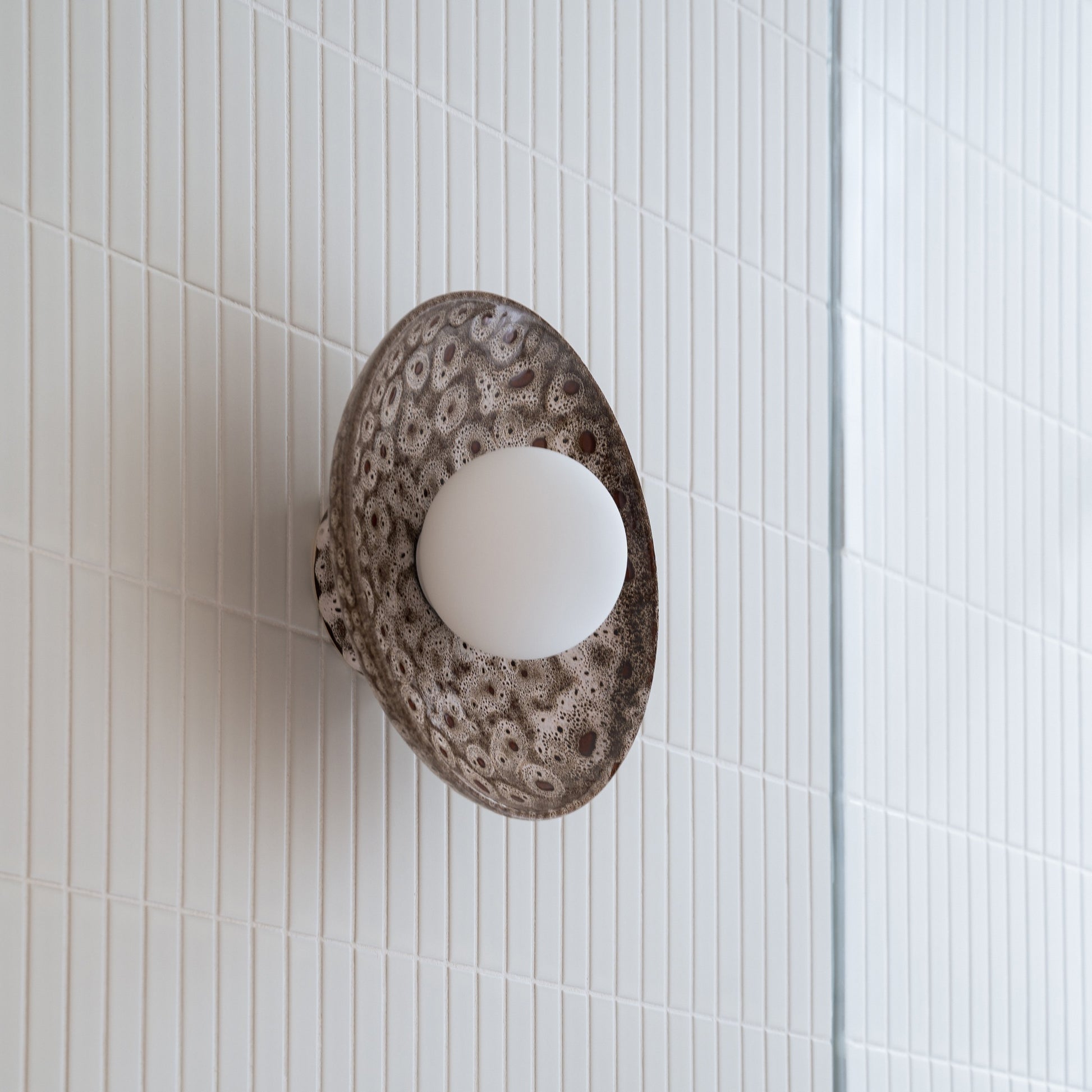 Dish Wall Sconce, White Ochre