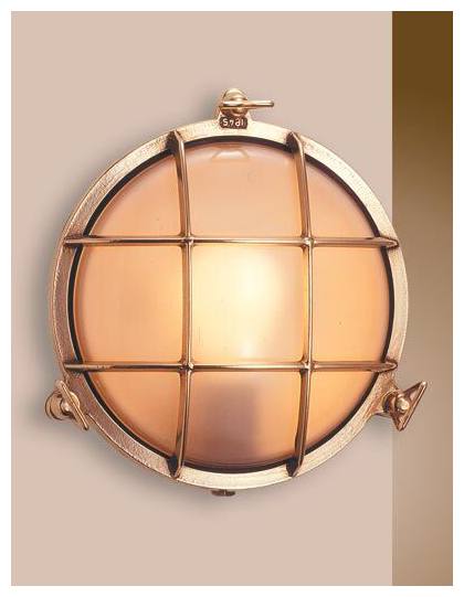 Eden Cast Bunker Light, Brass & Sandblasted Glass
