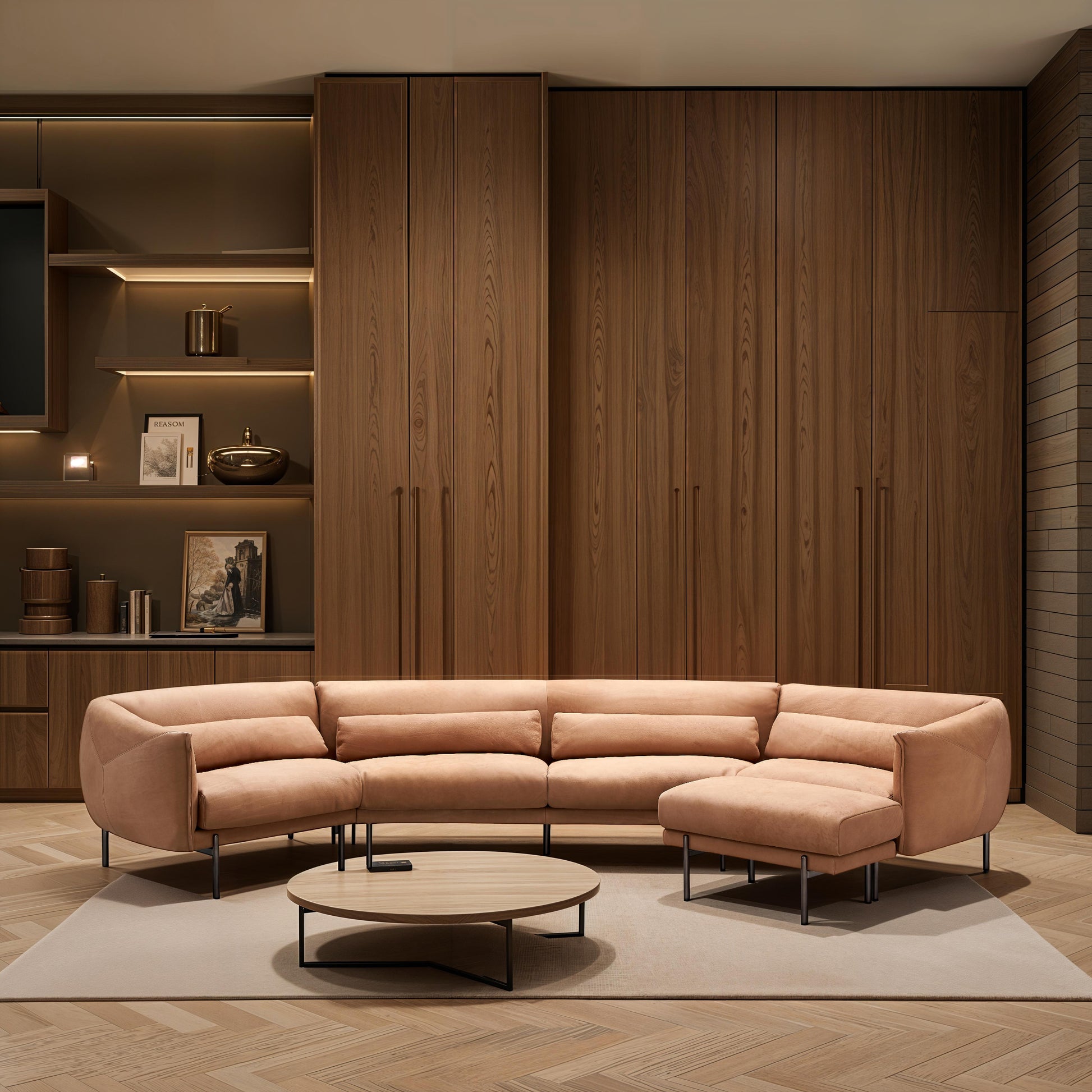 Savona 5 Seat Corner Leather Sofa, Chestnut