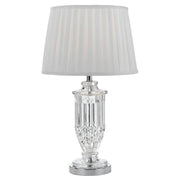 Adam Table Lamp, Clear Chrome Base & White Shade