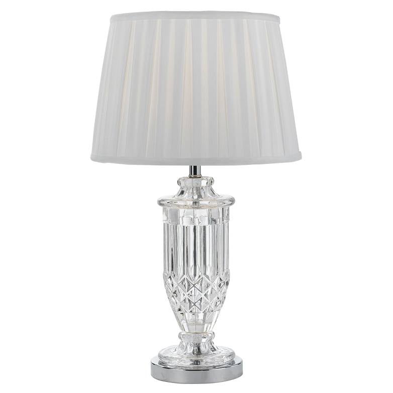 Adam Table Lamp, Clear Chrome Base & White Shade