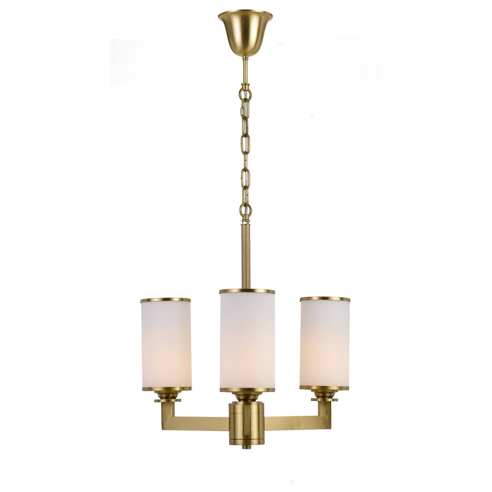 Ahern 3 Light Pendant, Brass & Opal Matte