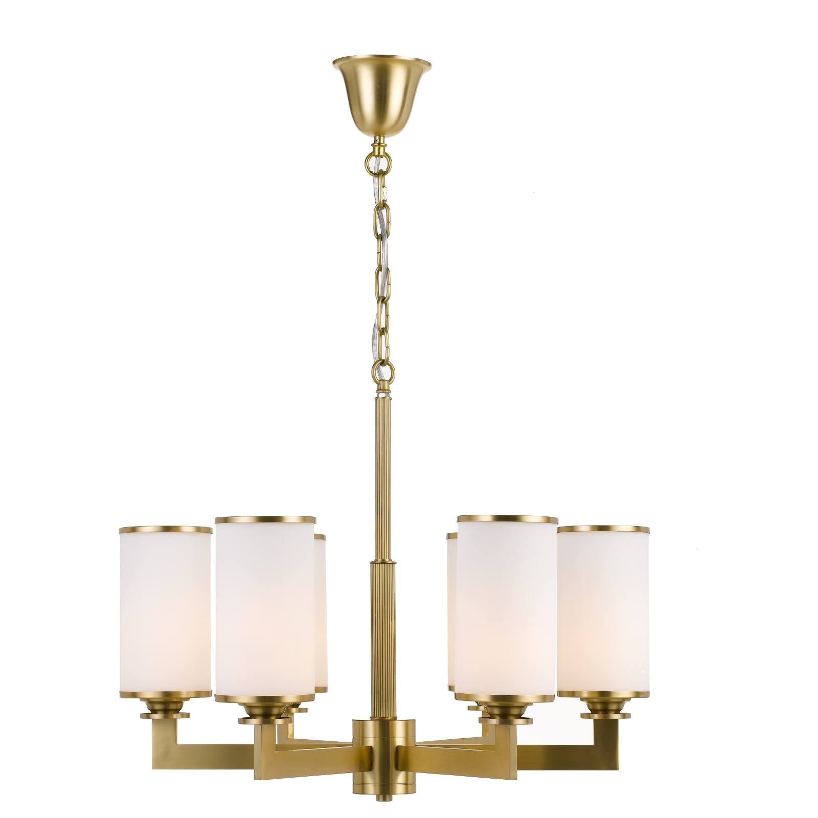 Ahern 6 Light Pendant, Brass & Opal Matte