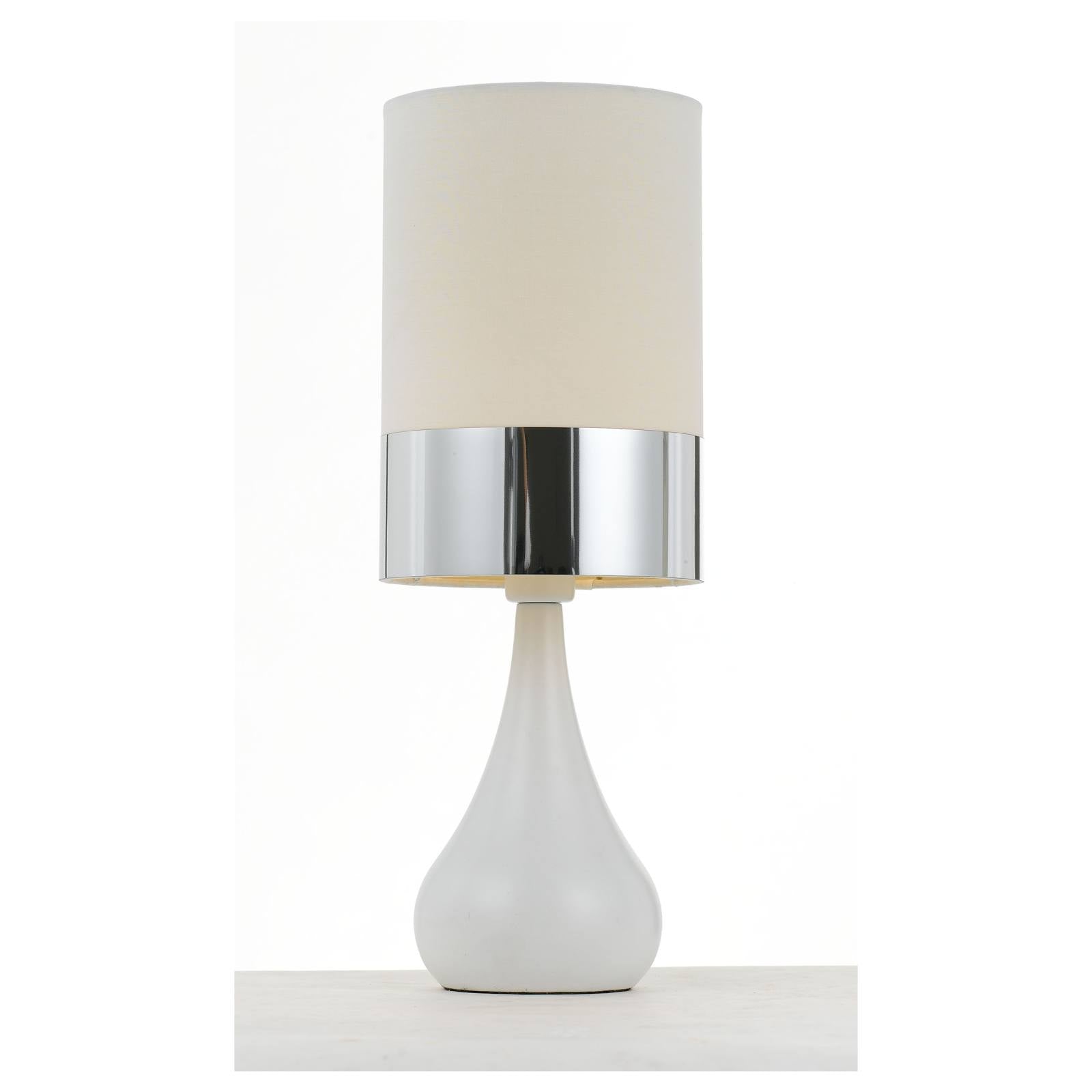 Akira Table Lamp, White & Chrome
