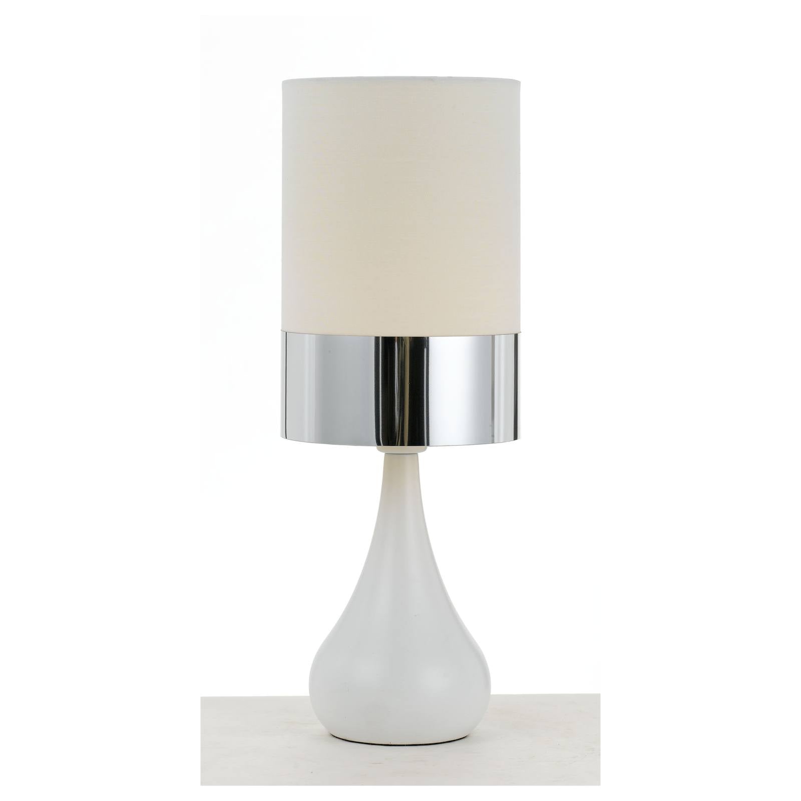 Akira Table Lamp, White & Chrome